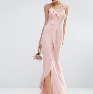 ASOS Asymmetrical Ruffle Blush Bridesmaid Dress